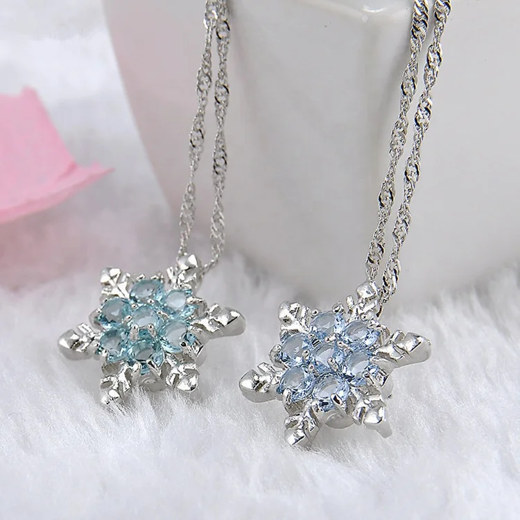 Snowflake Crystal Necklace Baby Gemstone Jewelry Fairy Tale Crystal Pendant Necklace