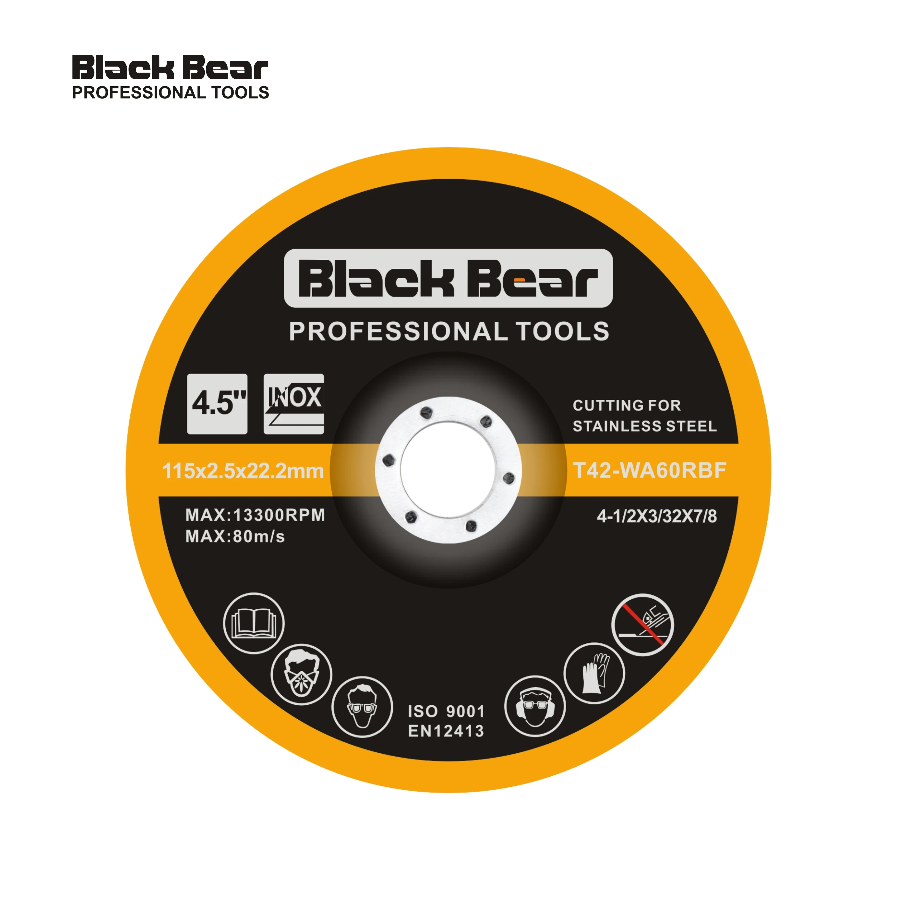 BLACK BEAR HOT SELLING 4.5Inch 115MM T42 Cutting disc for stainless steel inox  abrasive cutting disc for metal