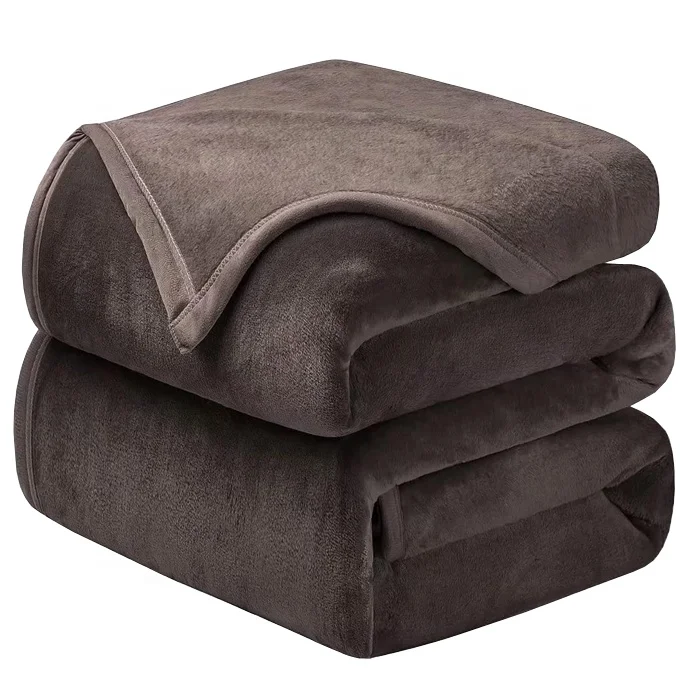 Super Soft warm coffee flannel fleece throw blankets large size in bulk