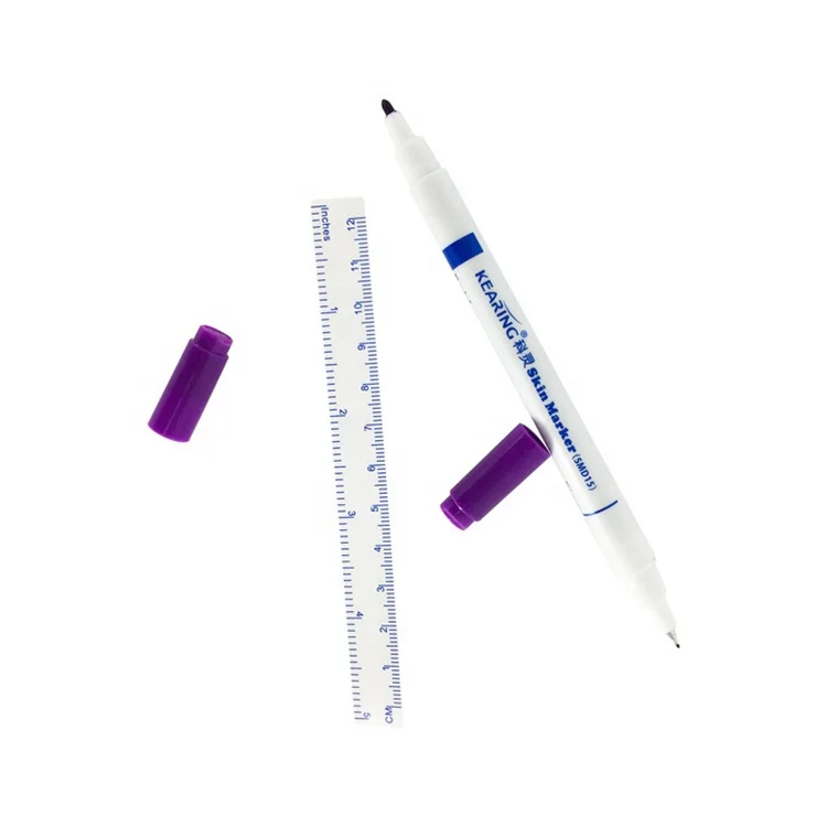 Хирургический маркер для кожи с двумя концами стерильный фиолетового цвета линейкой герметичный мешок дезинфицируемый помощью гамма-излучения # SMD15