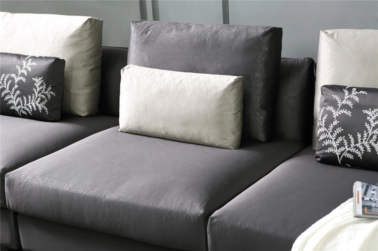 Customize indoor furniture modern design l shape black corner sofa set