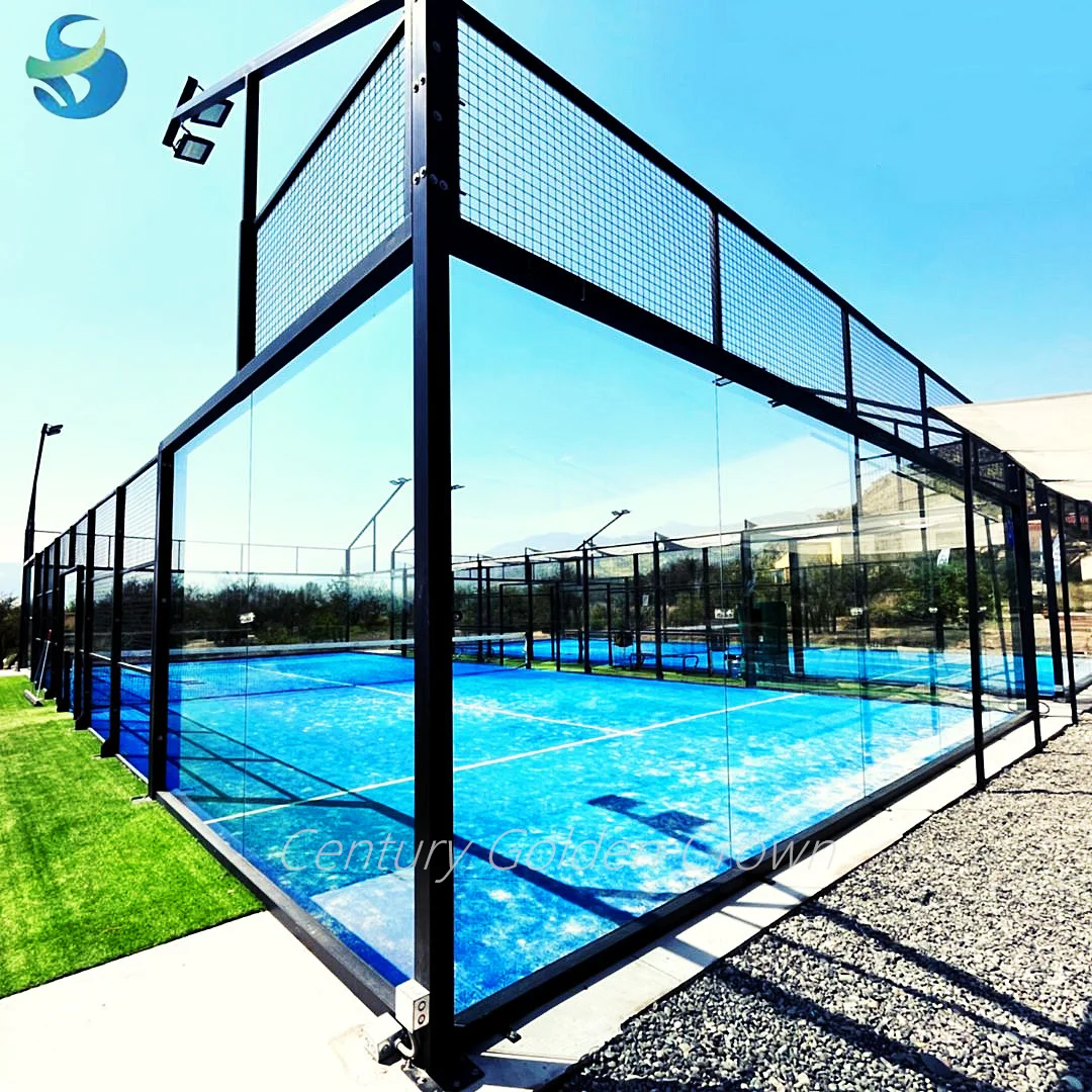 Panoramic paddle tennis court Durable tempered Glass Thickness for indoor or outdoor tennis sport