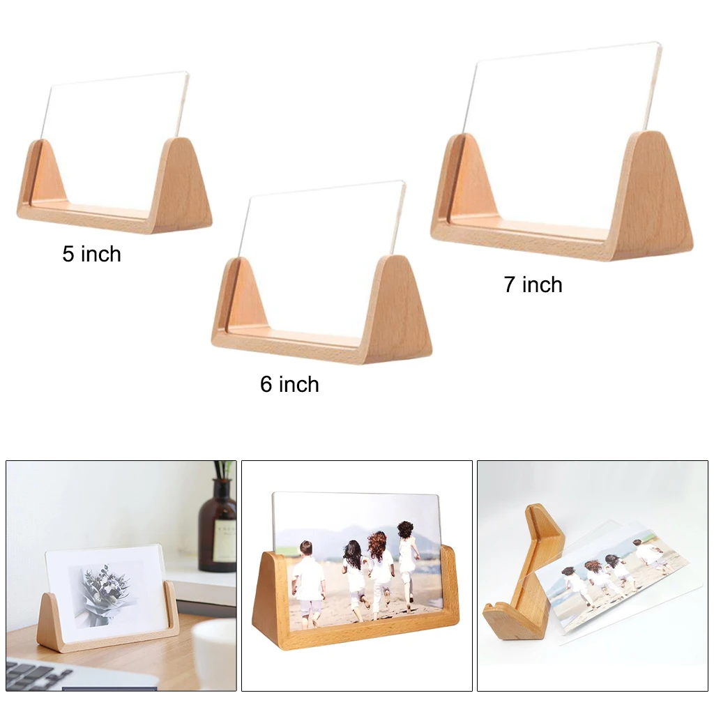 Wooden Photo Frames, Wood Acrylic Photo Frame, Detachable for Home Desk Decoration