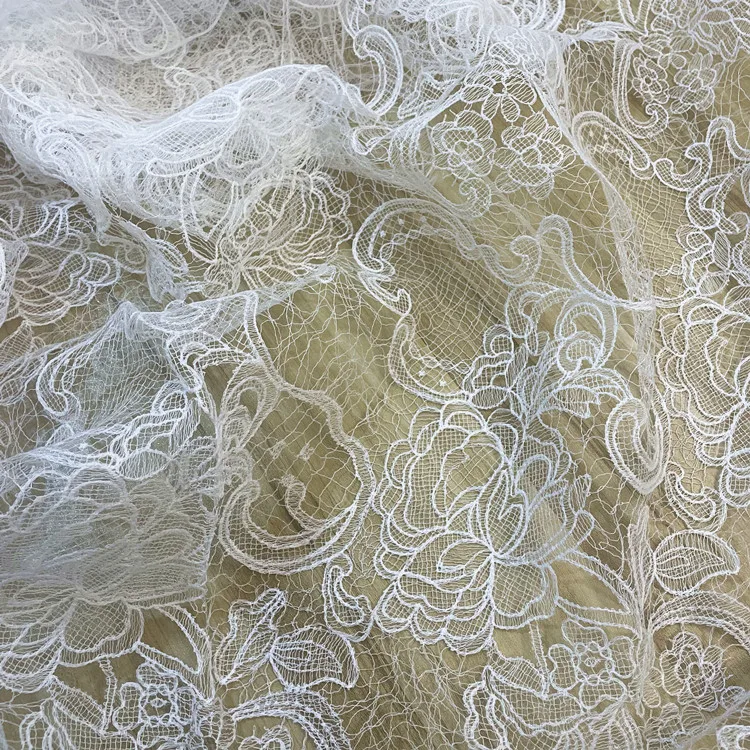 Exquisite wedding dress lace fabric white nylon polyester sewing accessories
