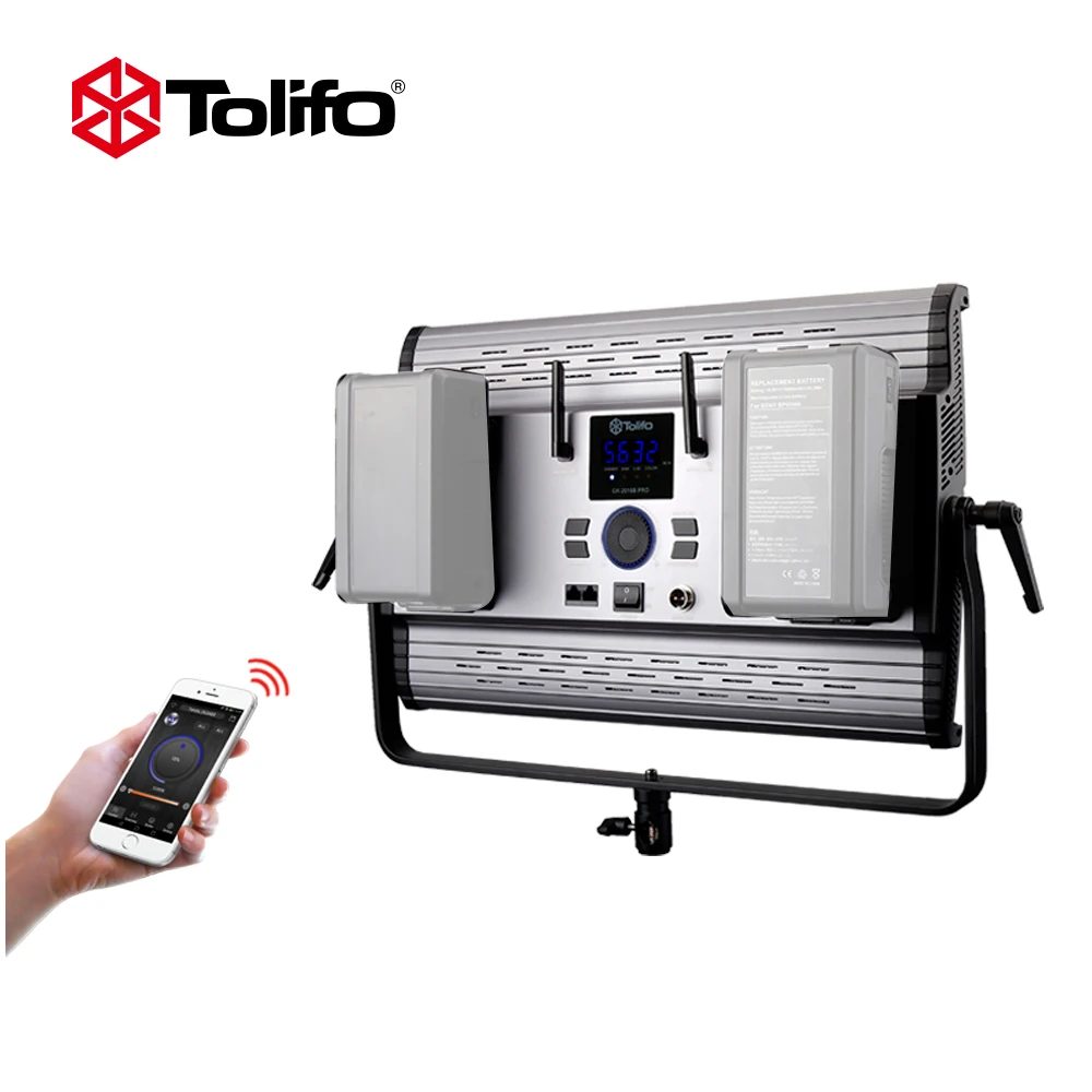 Tolifo aluminum alloy professional panel video studio lighting with rechargeable battery DMX and LED display for photography