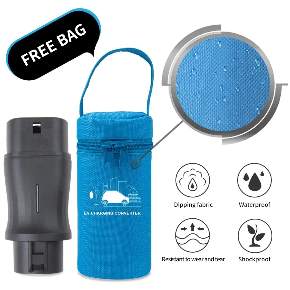 Type 1 To Type 2 Portable Ev Charger Connector 32a Ev Socket Charging Adapter