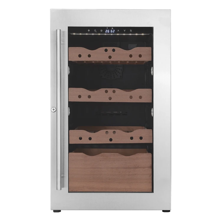 Cedar Wood Cigar Storage Cabinet Glass Door Display Cigar Fridge Stable Humidity Fans Cooling No Frost Cigar Humidor