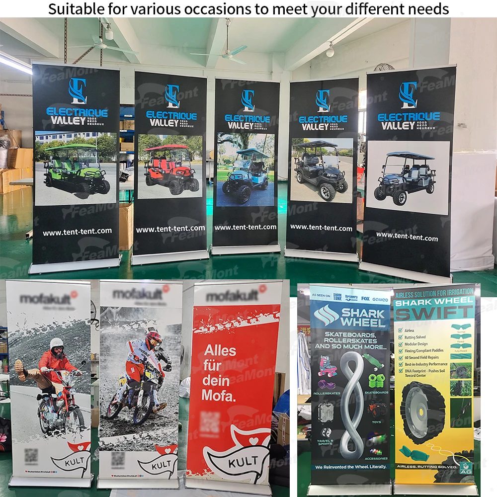 FEAMONT Aluminum retractable roll up banner stand printing 80*200cm pull up banner large size banner stand
