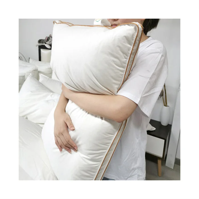 Luxury Hotel Healthy Sleeping Pillow Double Feather Bedroom Pillow Square Neck Solid Home Hotel Hospital School