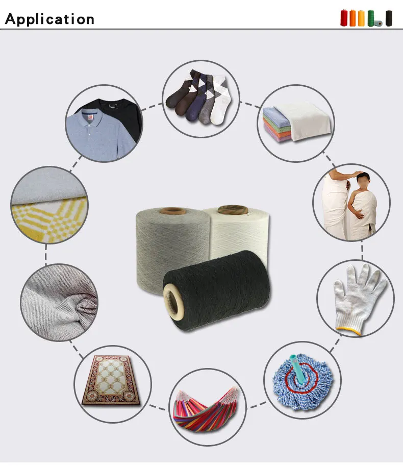 Low Price Good Strength Weaving Knitting Yarn 50% Cotton 50% Polyester Blended End Recycled Cotton Staple Spun Carded Yarn