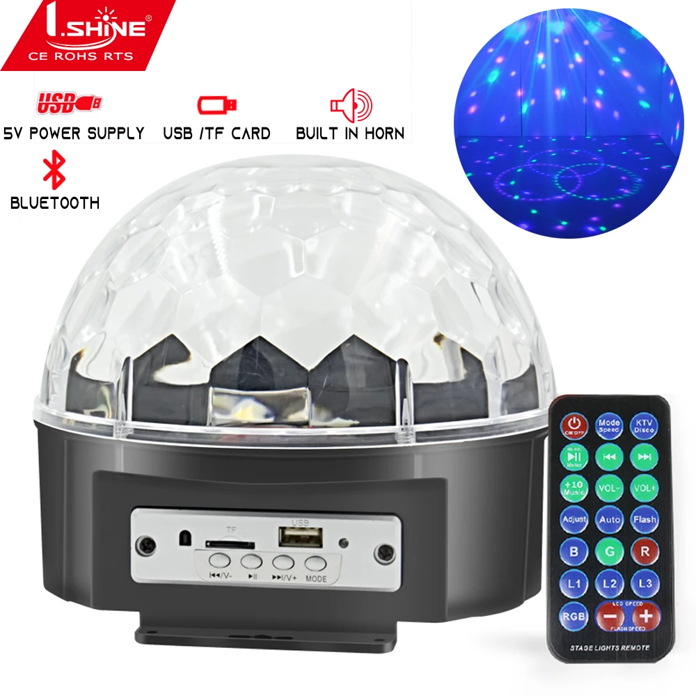 USB Звуковая активация Мини кристалл led диско шар свет AC 5V питание для дня рождения Вечеринка бар клуб свадьба