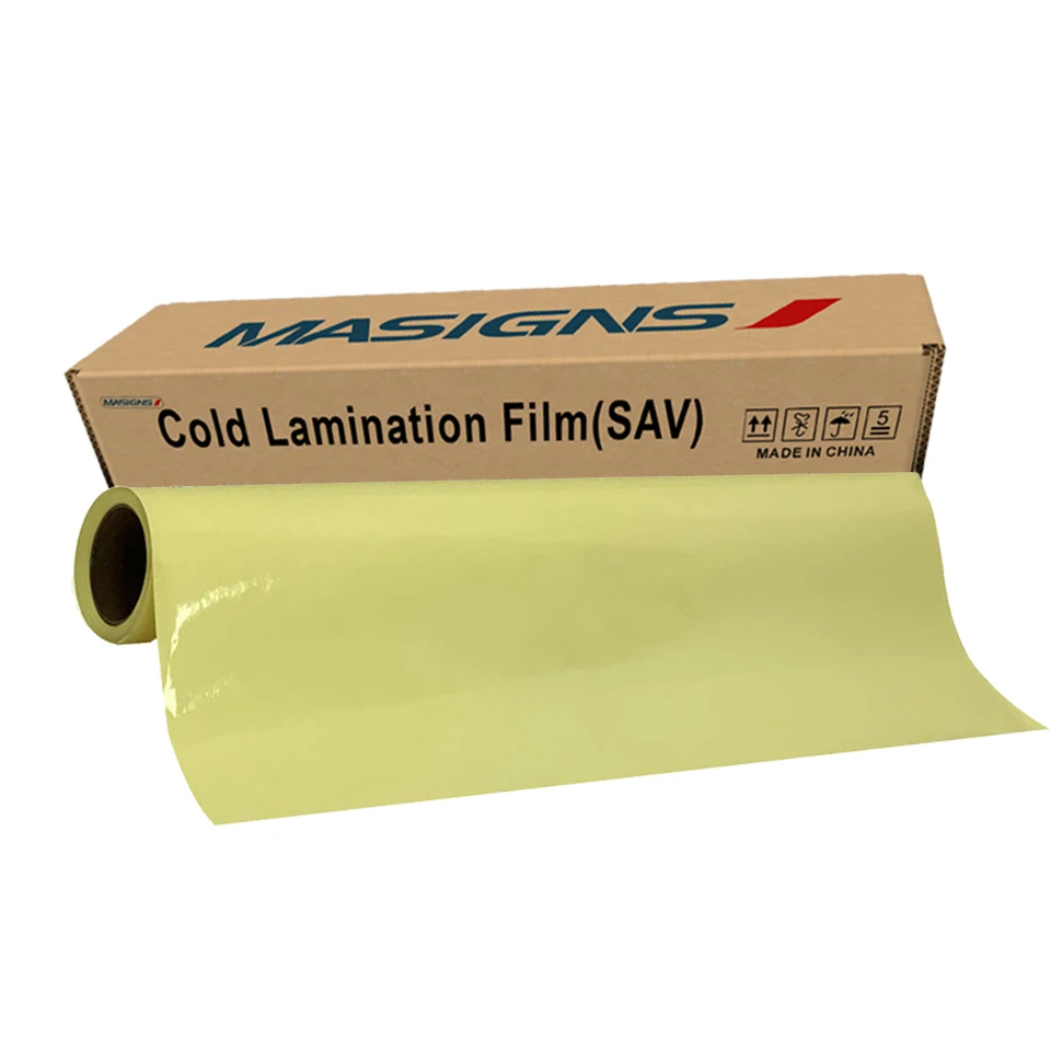 Masigns Manufacturer Yellow Liner Glossy PVC Self Adhesive Cold Lamination Film