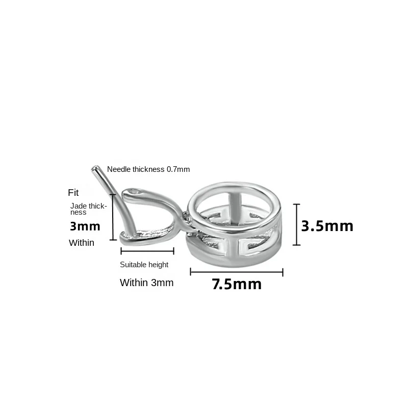 S925 Sterling Silver DIY Jade Pendant Buckle Accessory with Diamond for Safety Jewelry Findings & Components