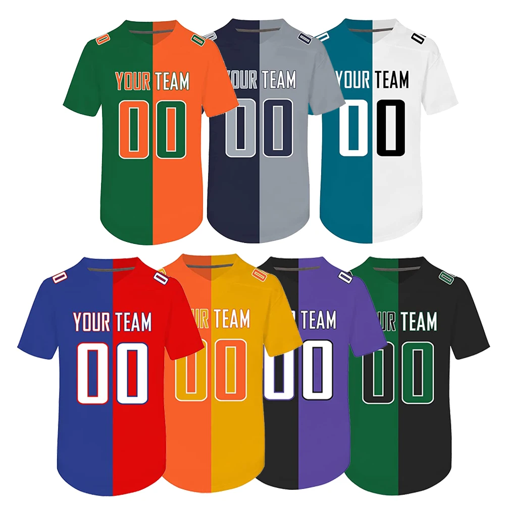 Custom Split Half Color Soccer Jersey Personalized Design Your Own Football Jerseys for Men Women Youth