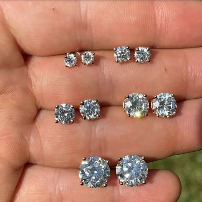 Cheapest Price Hip Hop Style 925 Sterling Silver Real Moissanite Stud Earrings Diamond Tester Size 0.3-8ct 14k Rose Gold Vermeil
