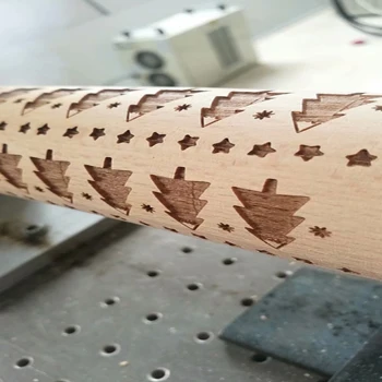 Wooden Laser Engraved Rolling Pin Christmas theme Reindeer Snowflake patterns Embossed Rolling Pins