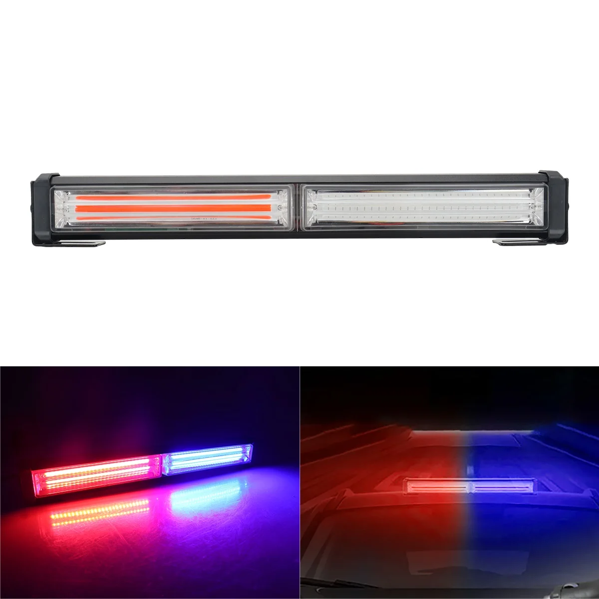 Double Color COB LED Strobe Light Flashing Modes Magnet Base Car Traffic Emergency Light Bar Hazard Warning Flash Lamp White
