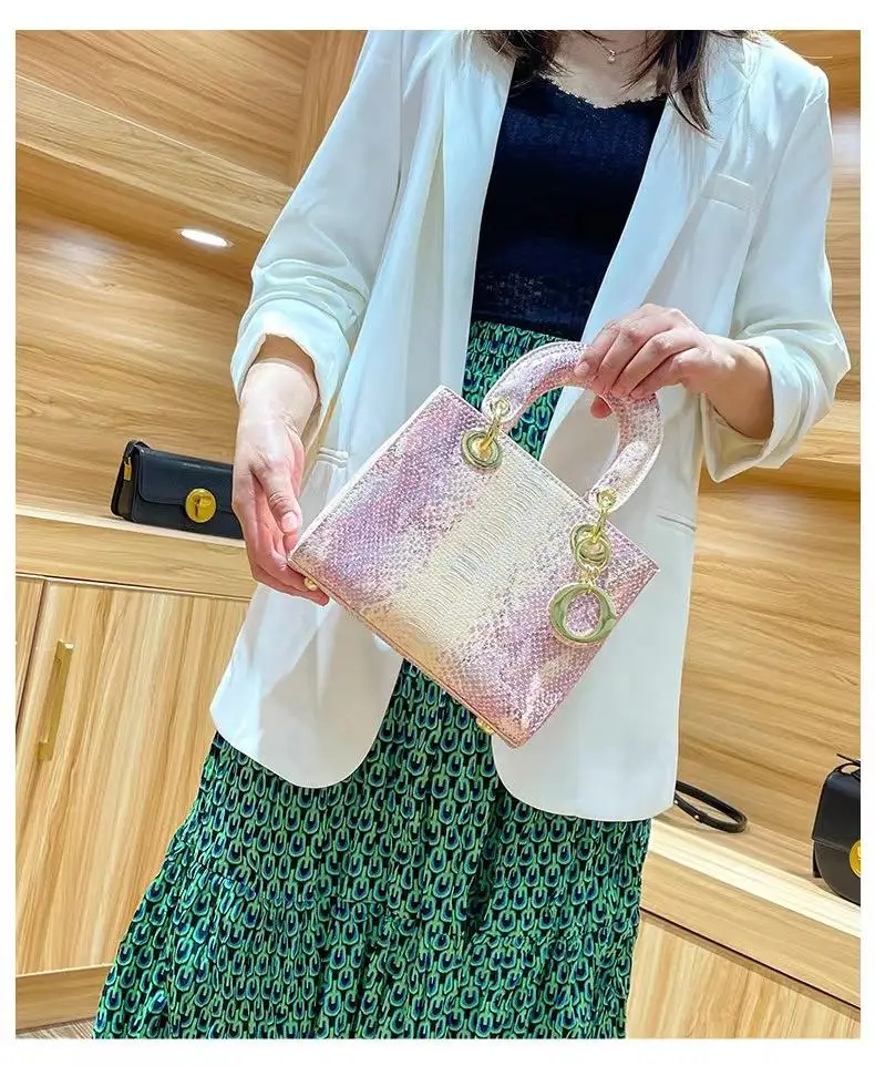 Custom Luxury Designer Fashion Genuine Leather Women Small Mini Lady Square Shoulder Handbag Bags Famous Brand