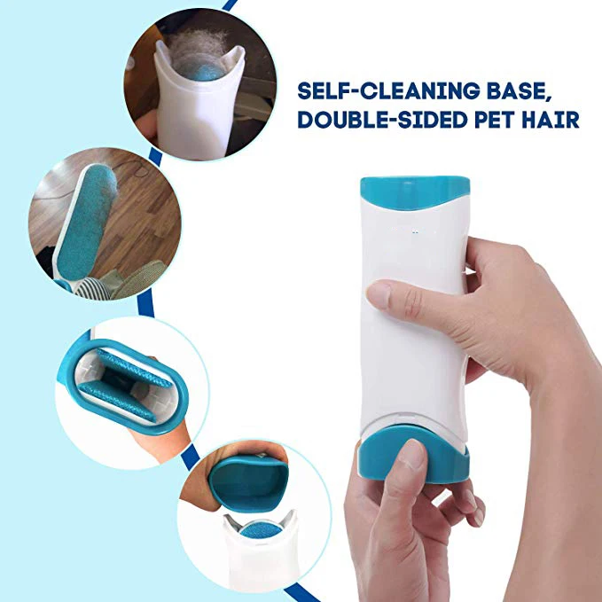 2020 Animal Pet Hair Removal Tool Double-Sided Lint Brush with Self-Cleaning Base in stock