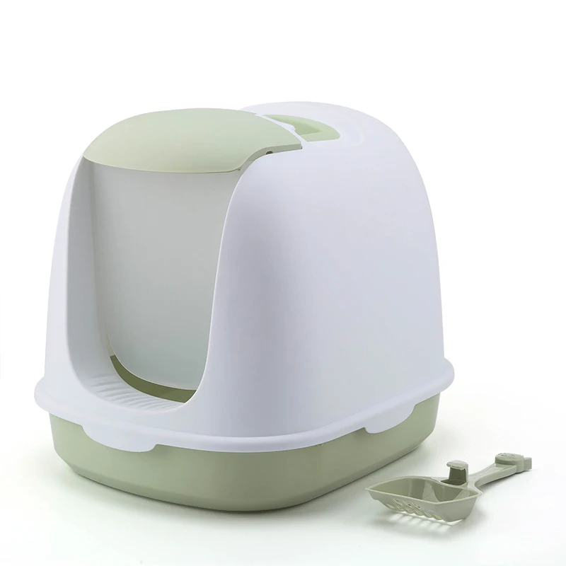 Wholesale plastic large luxury pet toilet cleaning manual cat litter box enclosed front entry odor assistant cats toilet