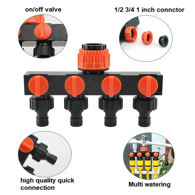 Garden Watering Tools 4 Way Hose Splitter Tap Faucet Garden Hose Connector For Hose Garden