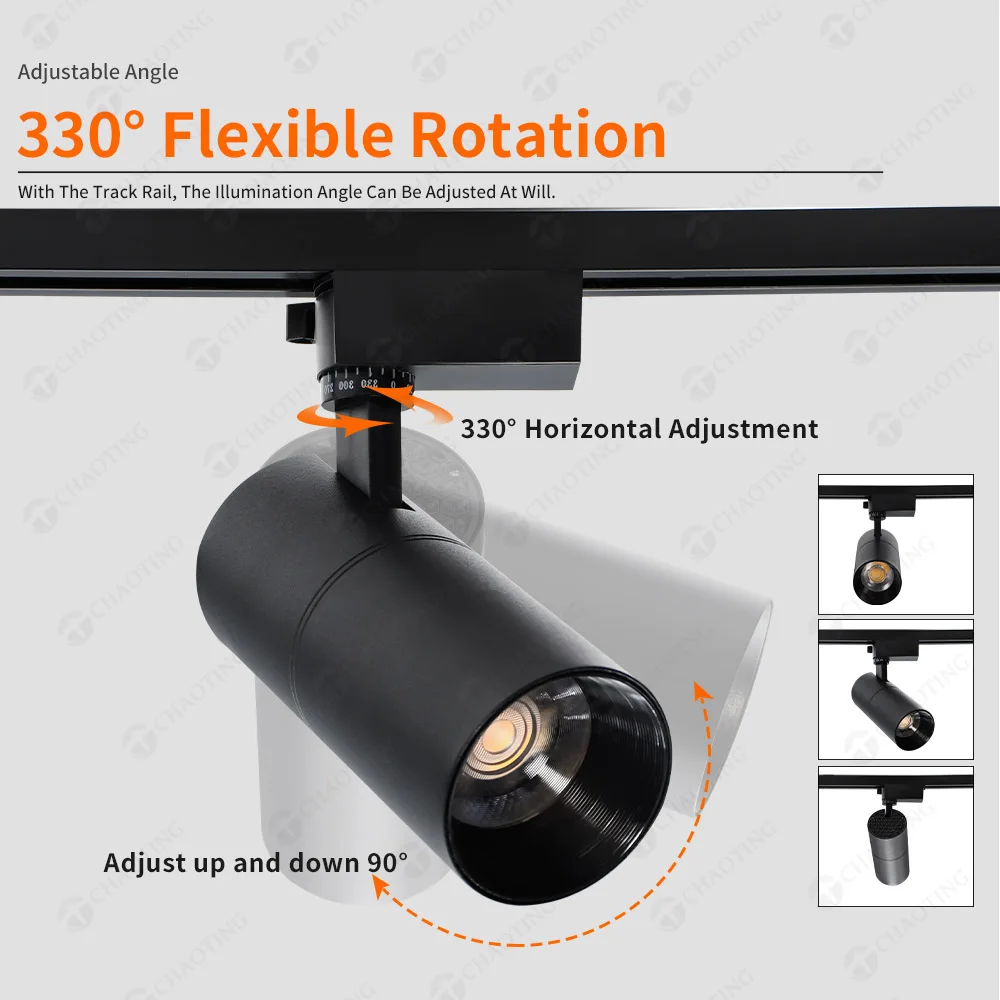 Competitive Price 2 3 4 Wires 3 Phase Recessed Surface Mounted Led Track Lighting 20W 30W Cob Spotlights Track Rail Spot Lights