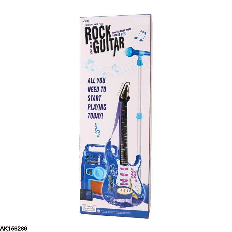 Cheap Battery Operated Toy Musical tguitar set with microphone Luggage Skateboard Laptop Electric Rock  Electric Guitar Toys