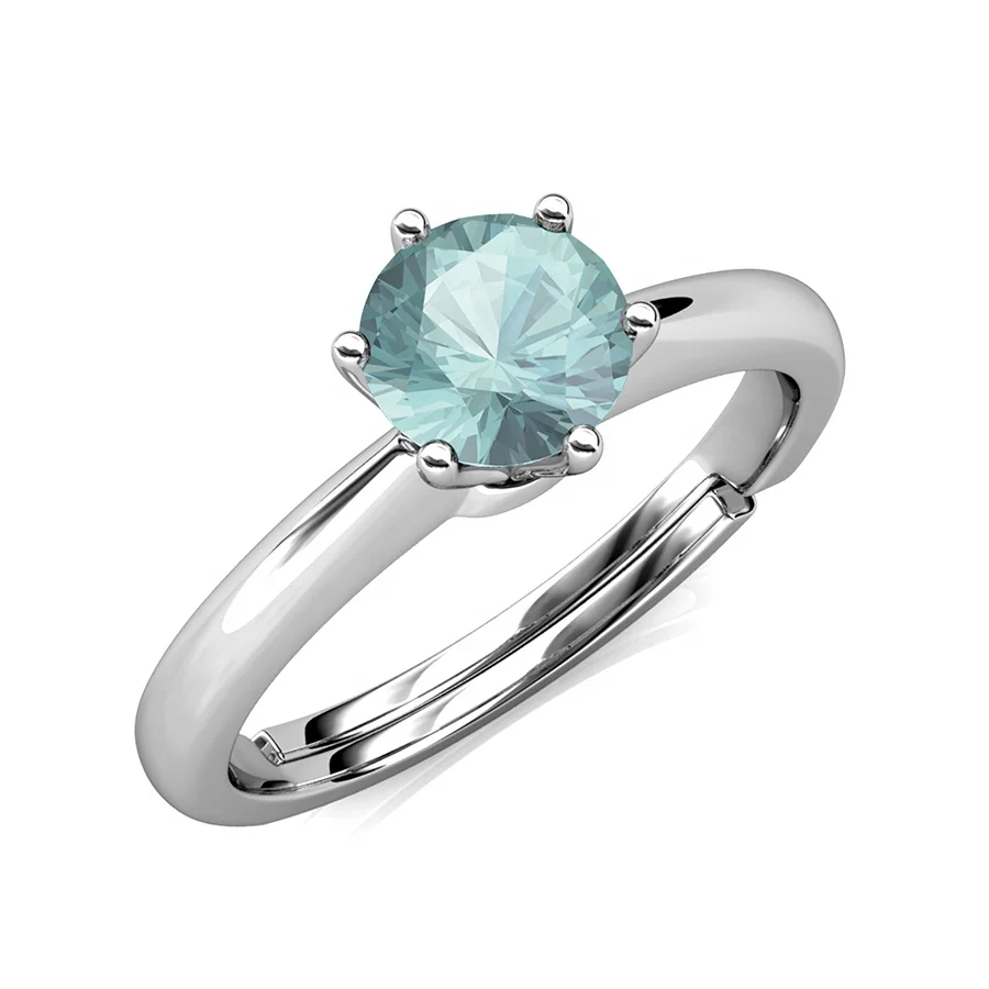 18kt Gold 925 Sterling Silver 1 Carat GRA Certificate Moissanite Diamond Blue Gemstone Ring For Women Destiny Jewellery
