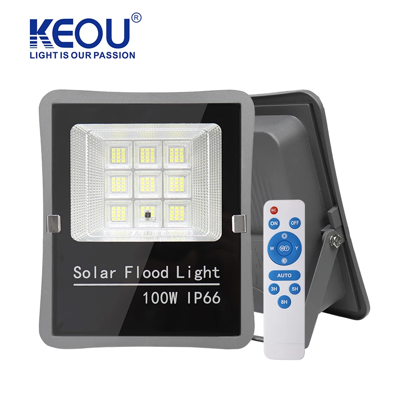 KEOU wholesales Industrial grade thick wire 100W 200W 300W IP66 waterproof solar flood led light