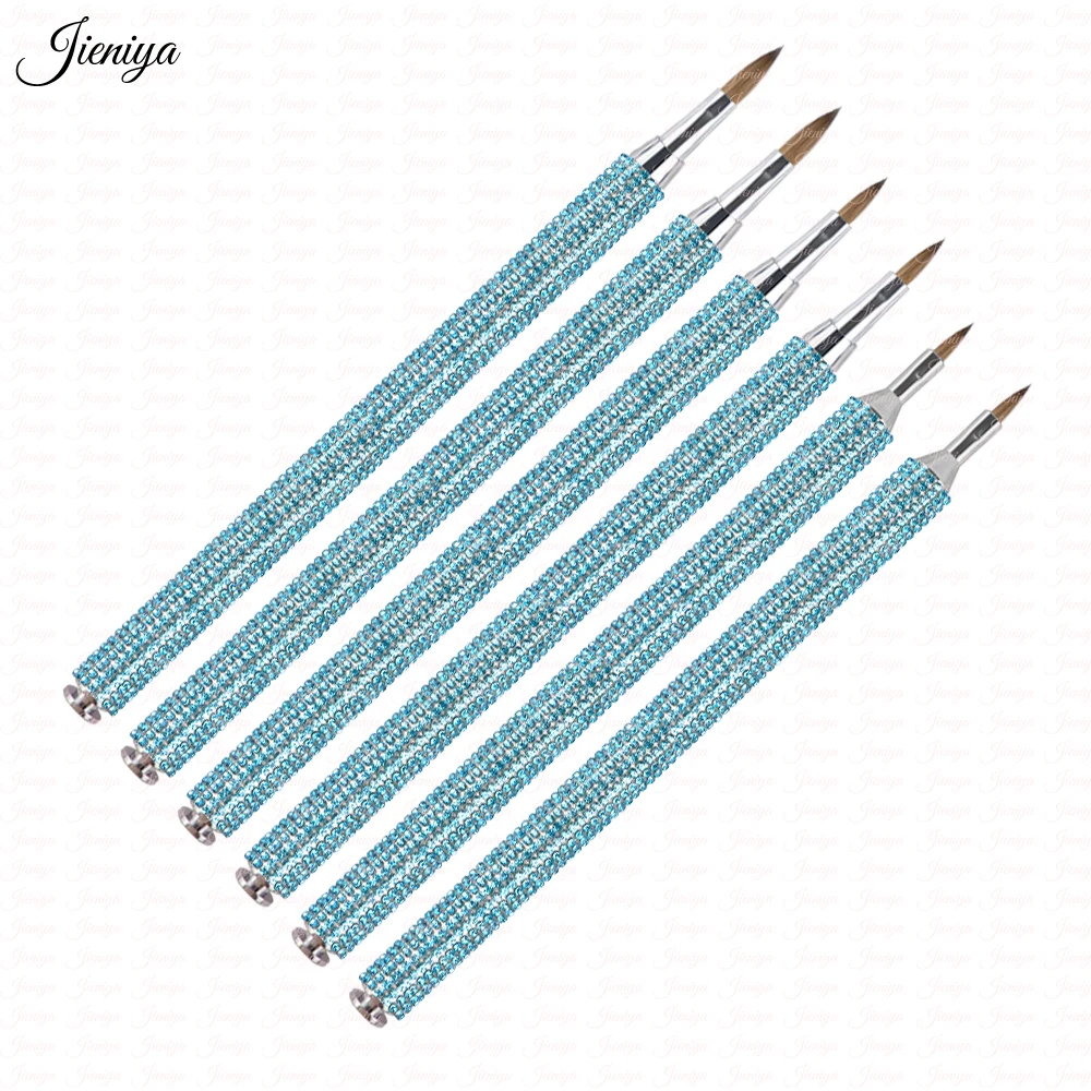 International size #2~#5 Shiny blue rhinestone diamond decoration handle pure sable hair kolinsky 3D brush Sculpture brush