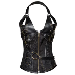 Halter sexy shapewear gothic punk style corset elastic belt slim shapewear with buckle
