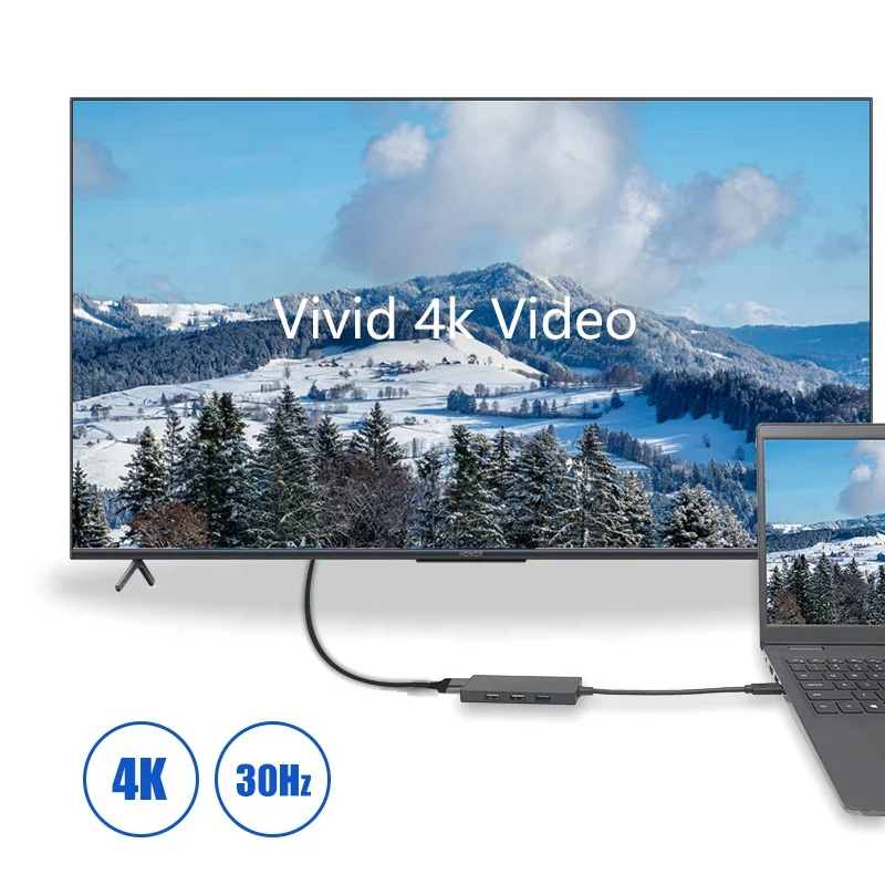 
Nickel-plate C To 4-Port USB 3.0 Ultra Slim Data Type C 4 In 1 USB HUB 