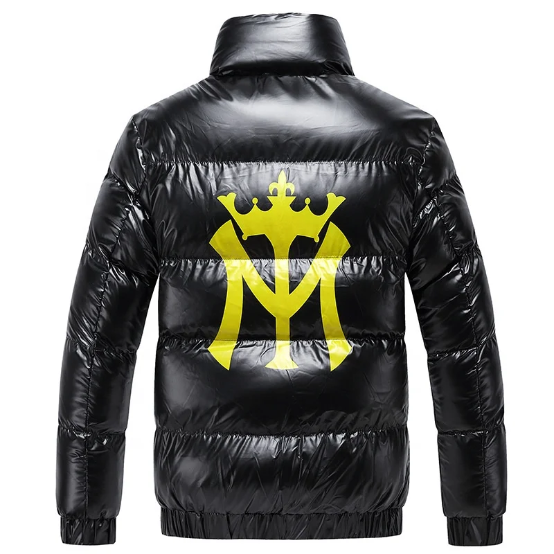 wholesale winter polyester jacket custom ,custom lightweight puffer cropped hooded down casual packable shiny puffer jacket