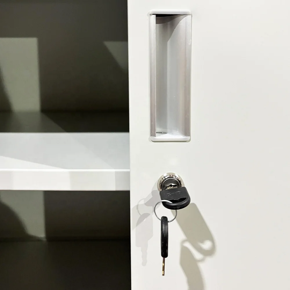 2 glass door metal storage cabinet with 2 shelves office cabinet steel file cupboard