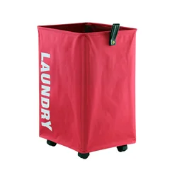 Custom Durable Organizer Collapsible Cart Baskets with Wheels Foldable Corner Storage Bag Dirty Cloth Washing Hamper Laundry Bin