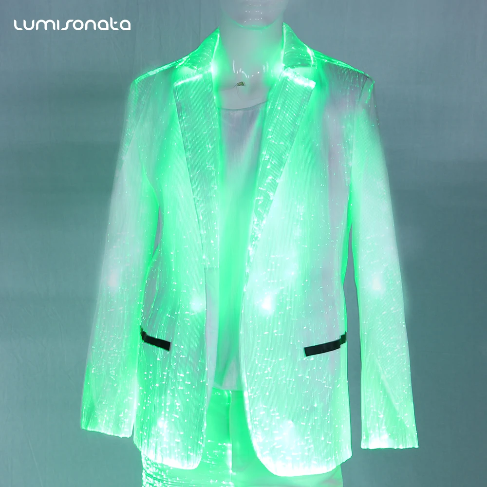 rave party outfits fiber optic illuminate led lighting suit