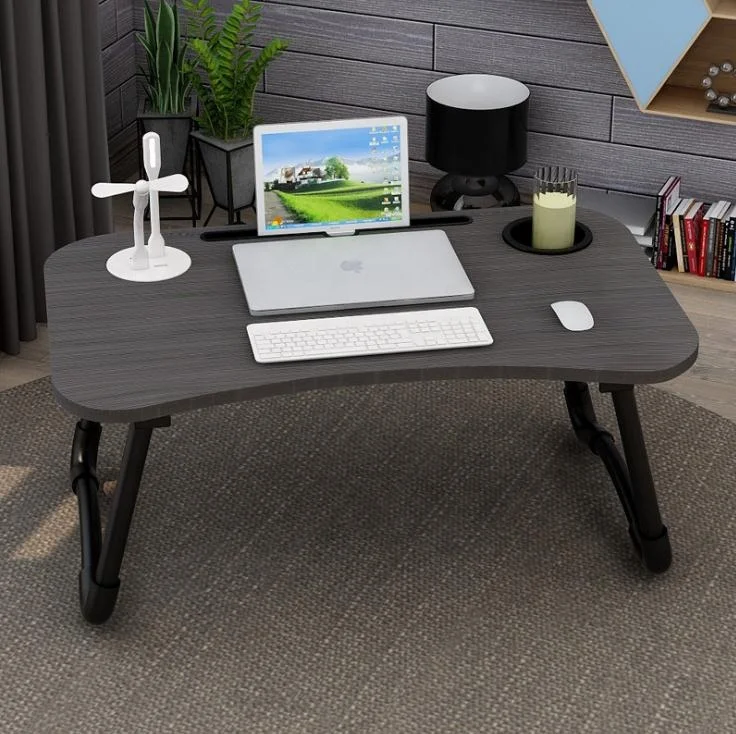 Подставка для чайного столика, складной деревянный маленький ленивый столик для кровати, с отделением для карт, подстаканником, USB-портом, подсветкой, вентилятором и нескользящим ковриком