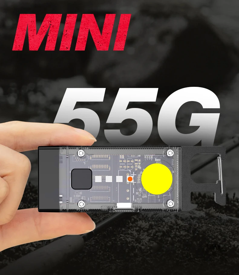 Solar Charging Industrial Style Keychain Flashlight Double Lights Rechargeable Type-C Edc Flashlight With Magnet