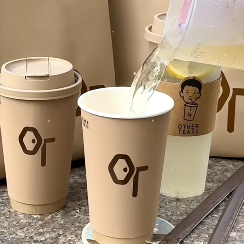 drinking white black large eco-friendly compostable low price double wall ripple wall 6oz paper cup