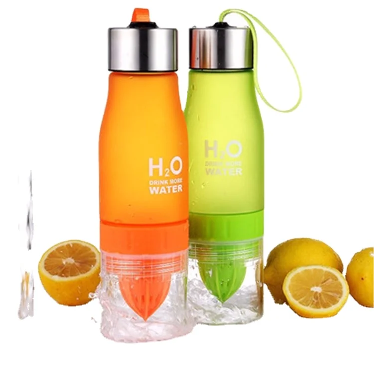 Colorful 650ml BPA Free Lemon Drinking Infuser Water Bottles Fruit Infuser