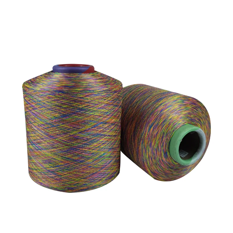 Wholesale 75D/72F polyester space dyed rainbow yarn for yoga garment