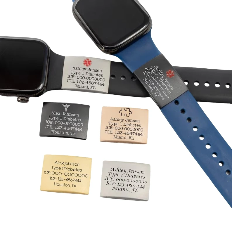 30/35/45 x 20mm Silver blank metal tag Custom logo stainless steel plate for 18mm width silicone elite bracelet watch band