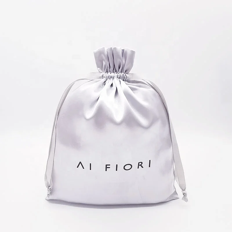 Manufacture Custom Satin Bags Logo Silk Bag Hair Bundles Pouches Satin Bags With Drawstings for Wigs