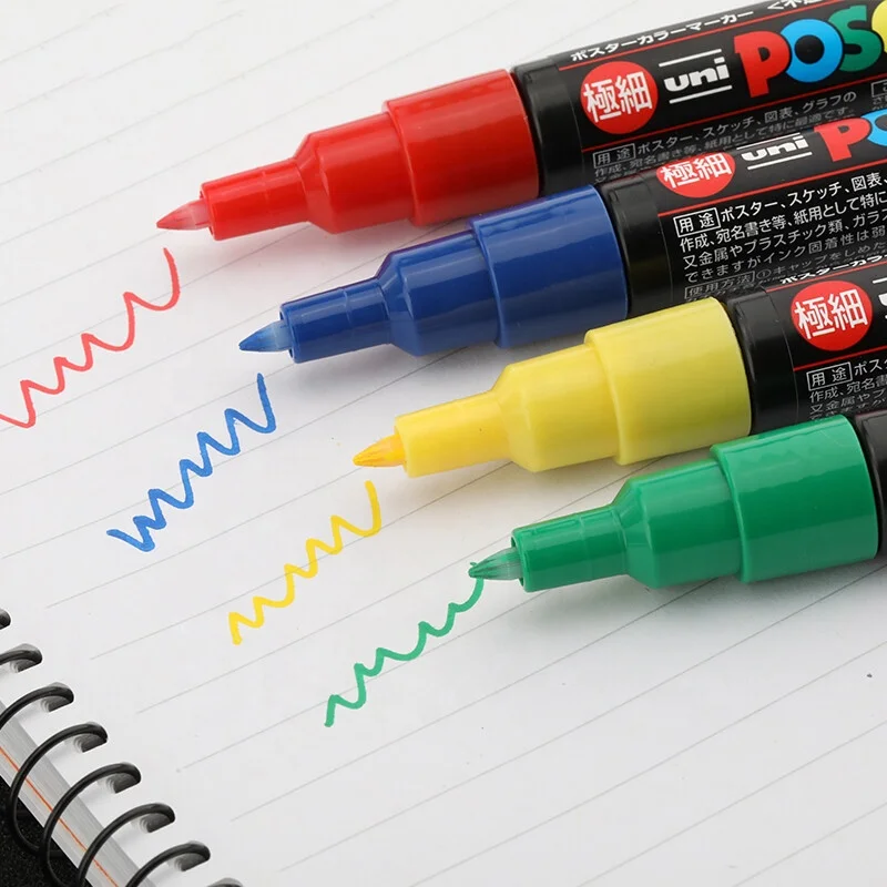 Uni Posca Paint Markers Mitsubishi Posca Markers 12 Colors POSCA PC-1M Superfine Graffiti Pen Highlight Pen Acrylic Markers