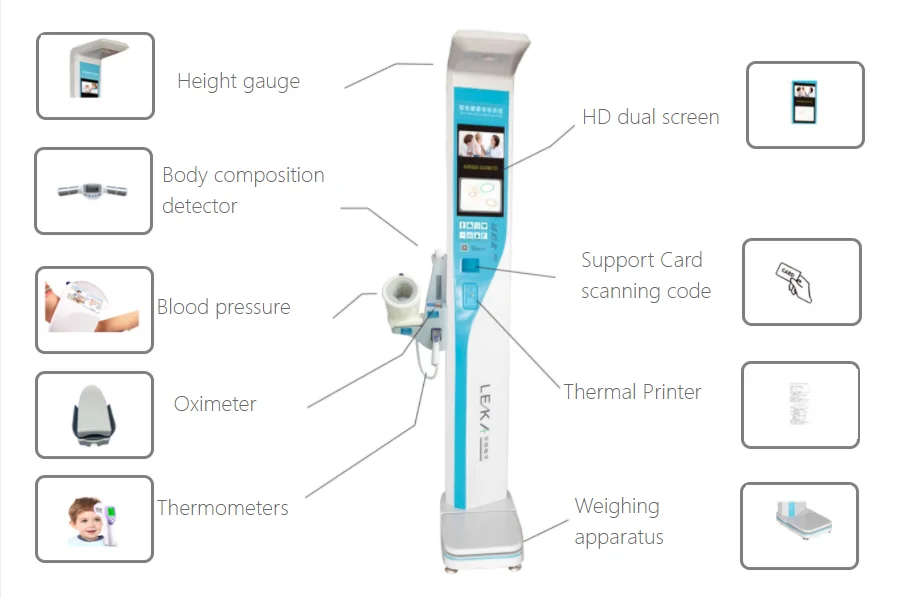 Medical self service body health checking machine coin operated weight height body fat analyzer scale