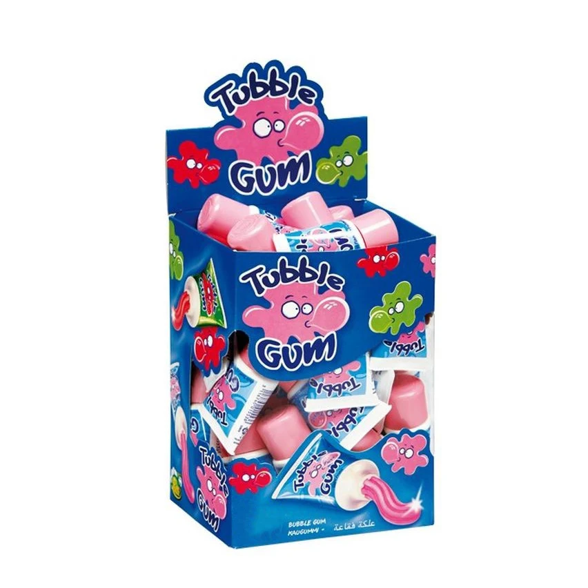 HACCP/BRC certificate wholesale halal fruit flavour toothpaste shape liquid bubble gum tubble gum
