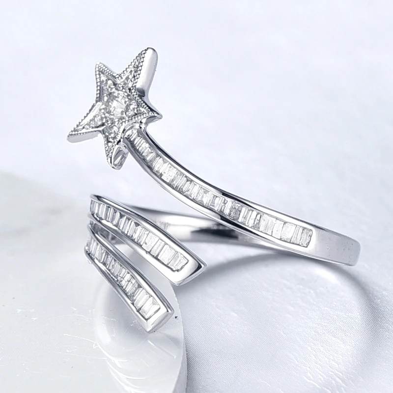 Sunstar Wholesale Customized 18k Engagement White gold star shaped Diamond Ring