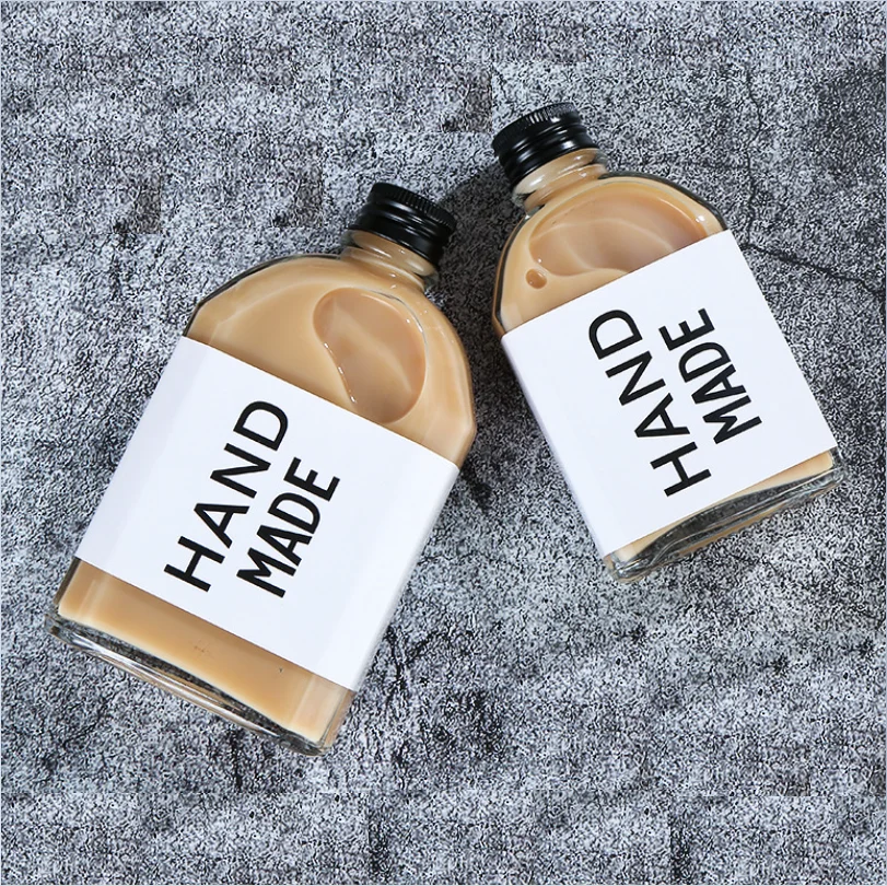 100ml 200ml 250ml 350ml 500ml  clear flat cold brew coffee glass bottle for coffee beverage wine  milk tea with aluminum cap