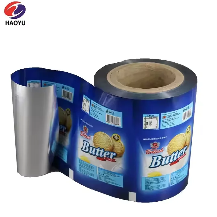 Custom laminated plastic biodegradable Snack Aluminum pack rollstock food packing flow wrap packaging film rolls liquid Juice