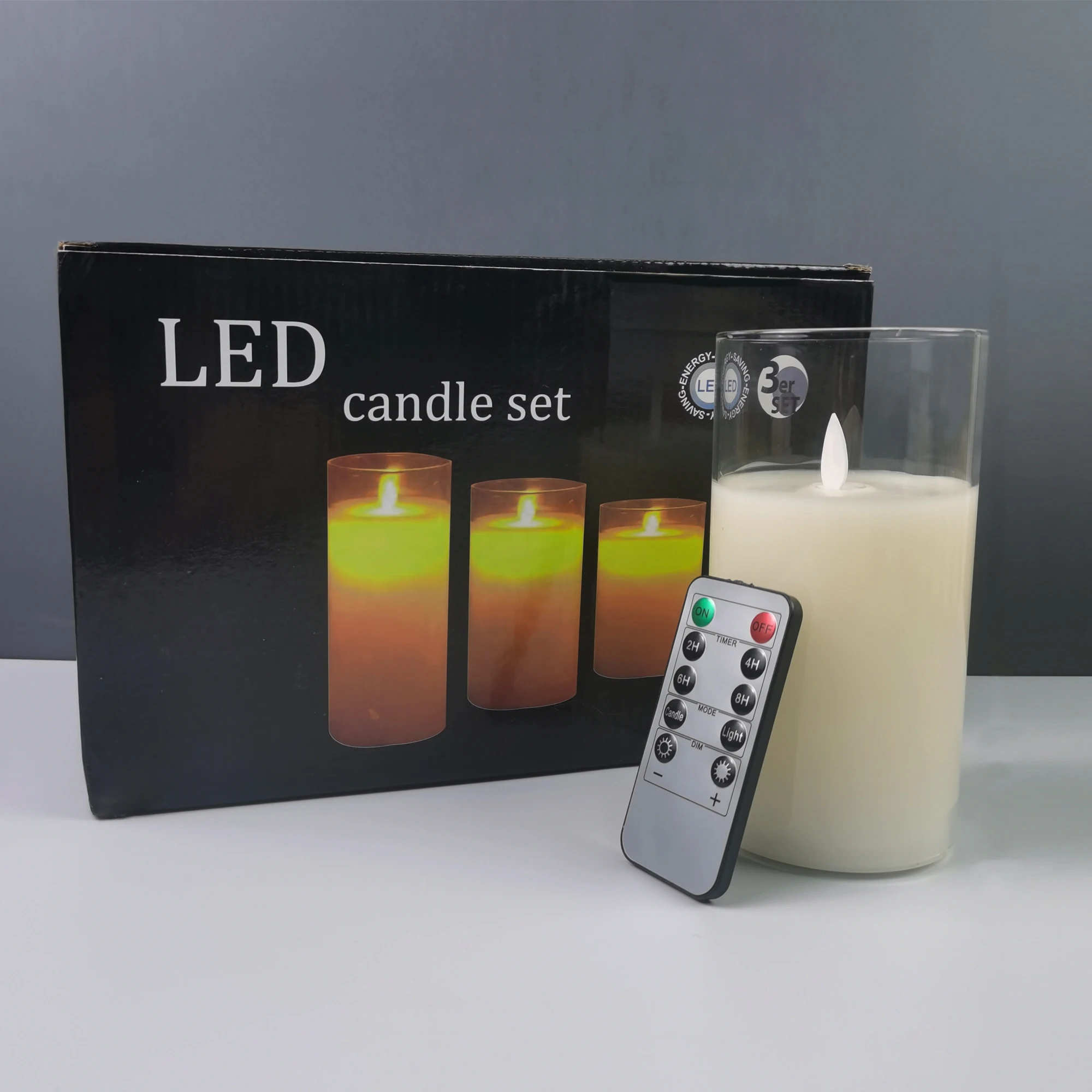 Vintage Dancing Flame Glass Led Candle for Christmas